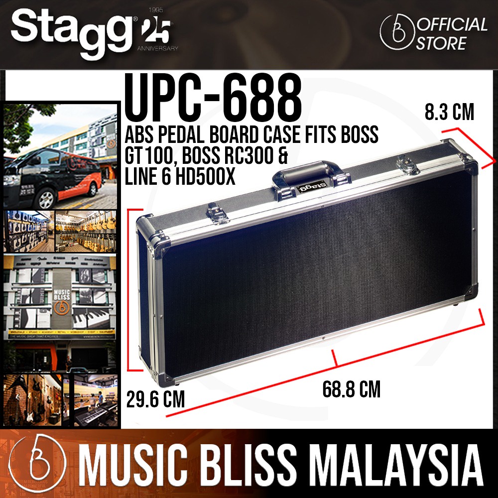 Stagg UPC-688 ABS Pedal Board Case เหมาะกับ Boss GT100, Boss RC300 & Line 6 HD500X