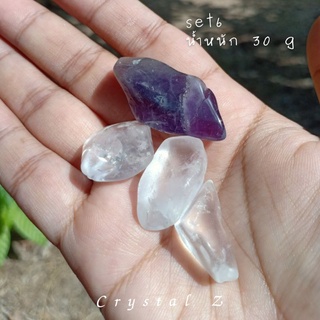 Amethyst | Quartz 💜🤍 #set6 #หินขัดมัน ประกอบด้วย 4 ชิ้น