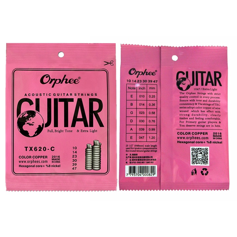 6 ชิ้น/เซ็ต Orphee สี TX620-C 010-047 Acoustic / RX15-C 009-042 ไฟฟ้า / NX35-C 028-045 กีตาร์คลาสสิก