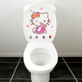 สติกเกอร์ติดผนังห้องน้ํา ลายการ์ตูน Hello Kitty สร้างสรรค์ กันน้ํา สําหรับตกแต่งบ้าน ตู้เย็น ห้องนั่งเล่น ห้องนอน DIY