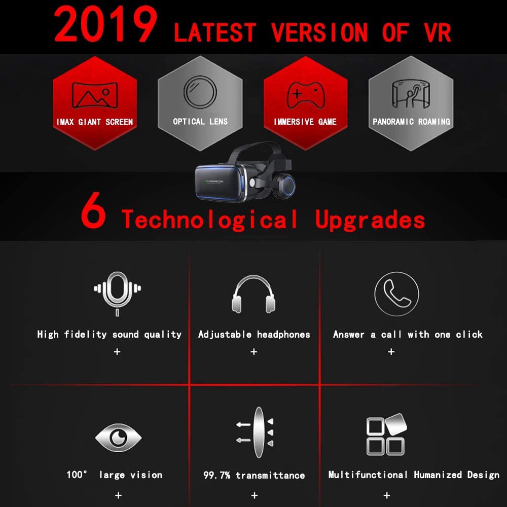 VR Headset with Remote Controller,HD 3D VR Glasses Virtual Reality ...