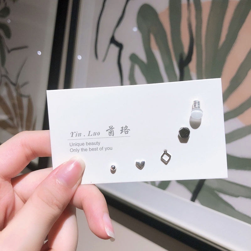 Roselife S925 ต่างหูคริสตัลขนาดเล็กสําหรับผู้หญิง 5 ชิ้น - รูปที่ 3