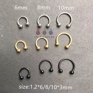 Horseshoe ring จิวหูสแตนเลส จิวคิ้ว จิวจมูก จิวปาก จิวเกือกม้า (ราคาต่อ1ชิ้น)