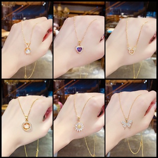 【สร้อยคอผู้หญิง】สร้อยคอสแตนเลสแท้  necklace  จี้หัวใจ เครื่องประดับเกาหลี