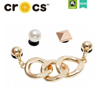 CROCS Jibbitz จี้โลหะ ประดับไข่มุก อุปกรณ์เสริม สําหรับตกแต่งเครื่องประดับ DIY