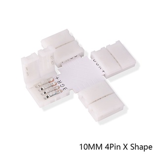 A+e ตัวเชื่อมต่อ 10 มม. 4 Pin "+" X Shape PCB Solderless Connector Strip สําหรับแถบไฟ Led