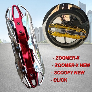 ใหม่ ราคาสุดประหยัด ปิดกันร้อนข้างท่อไอเสีย สีโครเมี่ยม ตัด แดง รุ่น HONDA Click &gt; Zoomer-x &gt; Scoopy new