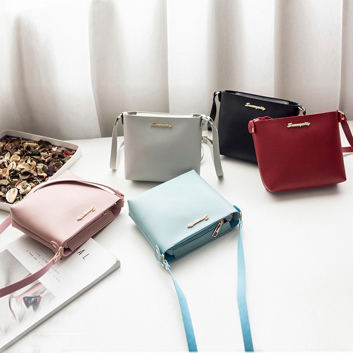 SKM สไตล์เกาหลี Mini Zipper Square Shoulder Women Sling Bag Bag Wanita BG420 Bag Perempuan