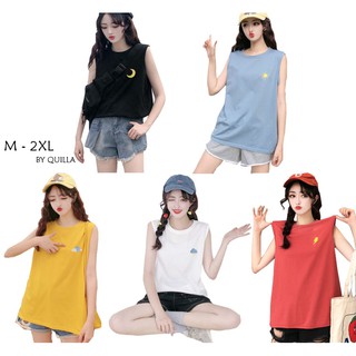 พร้อมส่ง เสื้อยืดแขนกุด QUILLA Loose Fit Sleeveless Singlet T-Shirt Top