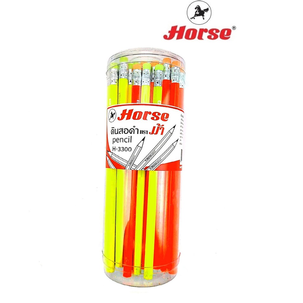 Horse ตราม้า ดินสอดำ HB H-3300 บรรจุ 50 แท่ง/กระป๋อง | Shopee Thailand