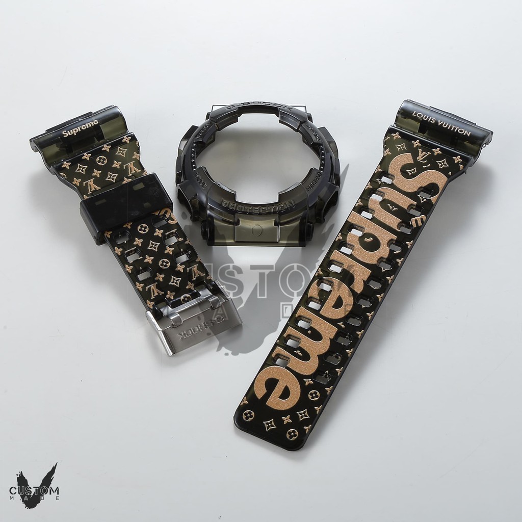 (Vcustom) GA / GD / GAX / GLX -100 ,110 , 120 CUSTOM PRINTING " LV SUPREME " BLACK BAND AND BEZEL WA