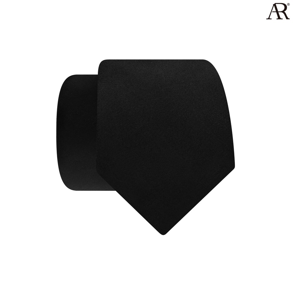 ANGELINO RUFOLO Necktie(NT-สีดำ) เนคไทผ้าไหมทอคุณภาพเยี่ยม ดีไซน์ Black Solid สีดำ
