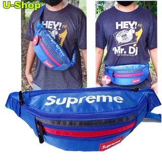 กระเป๋าคาดเอวคาดอกแต่งแถบหน้าสกรีนsupreme//US018