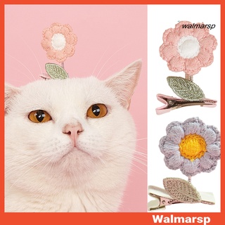 Walmarsp กิ๊บติดผม ผ้าถัก ลายการ์ตูนดอกไม้น่ารัก สําหรับสัตว์เลี้ยง แมว