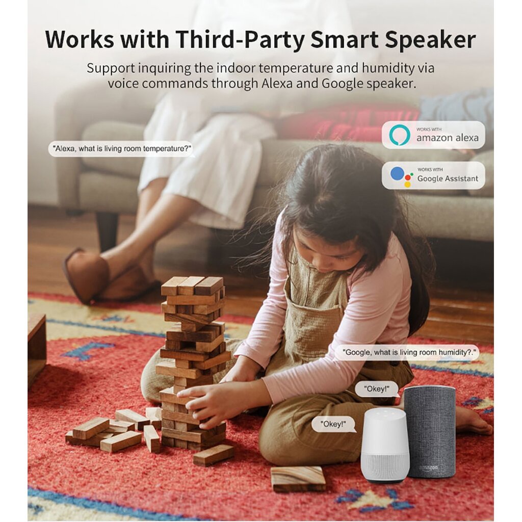 Tuya เซ็นเซอร์วัดอุณหภูมิและความชื้น Wi-Fi ดูค่า ตั้งเงื่อนไขผ่านแอป (TH01, TH08, TH08B, TH08Pro, TH02Pro)