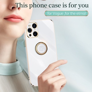 Soft เคส For OPPO Find X3 Pro Luxury Plating Silicone casing Camera Lens Full Covers OPPO Find X3Pro With Ring Holder Stand