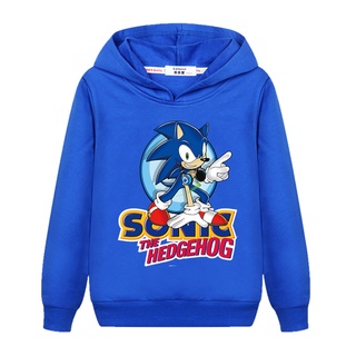 เสื้อแจ็กเก็ตกันหนาว มีฮู้ด พิมพ์ลายอนิเมะ Sonic Street สําหรับเด็กผู้ชาย และเด็กผู้หญิง