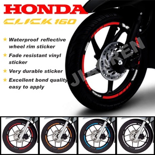 สติกเกอร์สะท้อนแสง สําหรับติดขอบล้อรถจักรยานยนต์ honda click 160