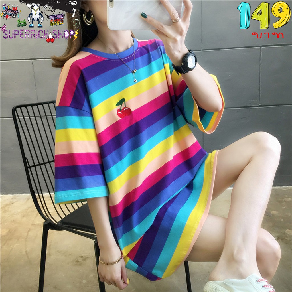 Superrich Shop เสื้อยืด เสื้อoversize ราคาหลัก10บาท ลายเท่ๆ เก๋ๆ ผ้าโพลีเอสเตอร์