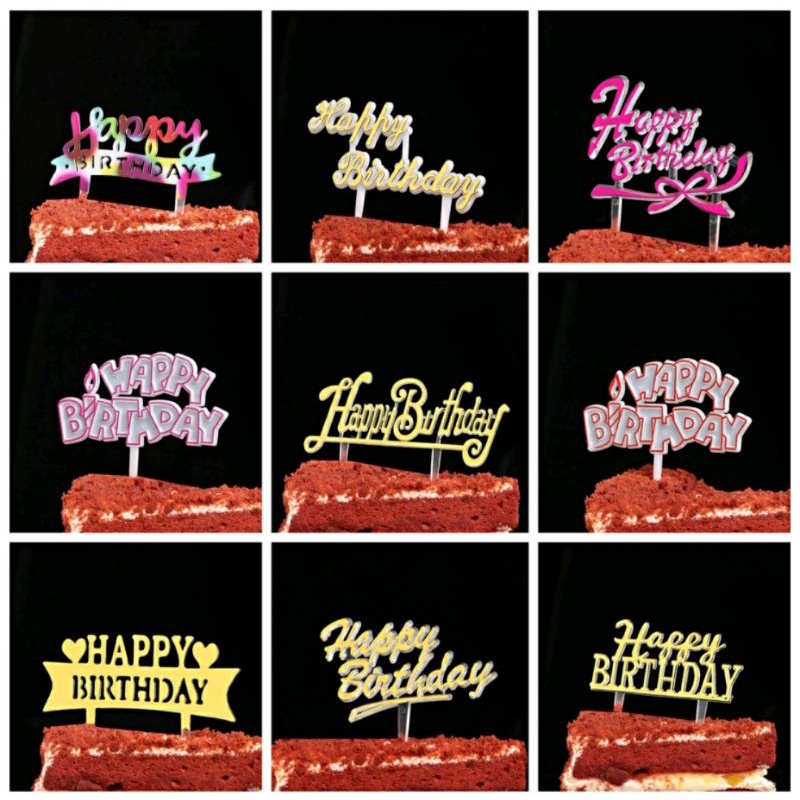 (พร้อมส่งในไทย) พร็อพแต่งเค้ก ป้ายเสียบเค้ก Happy Birth Day หลากสี