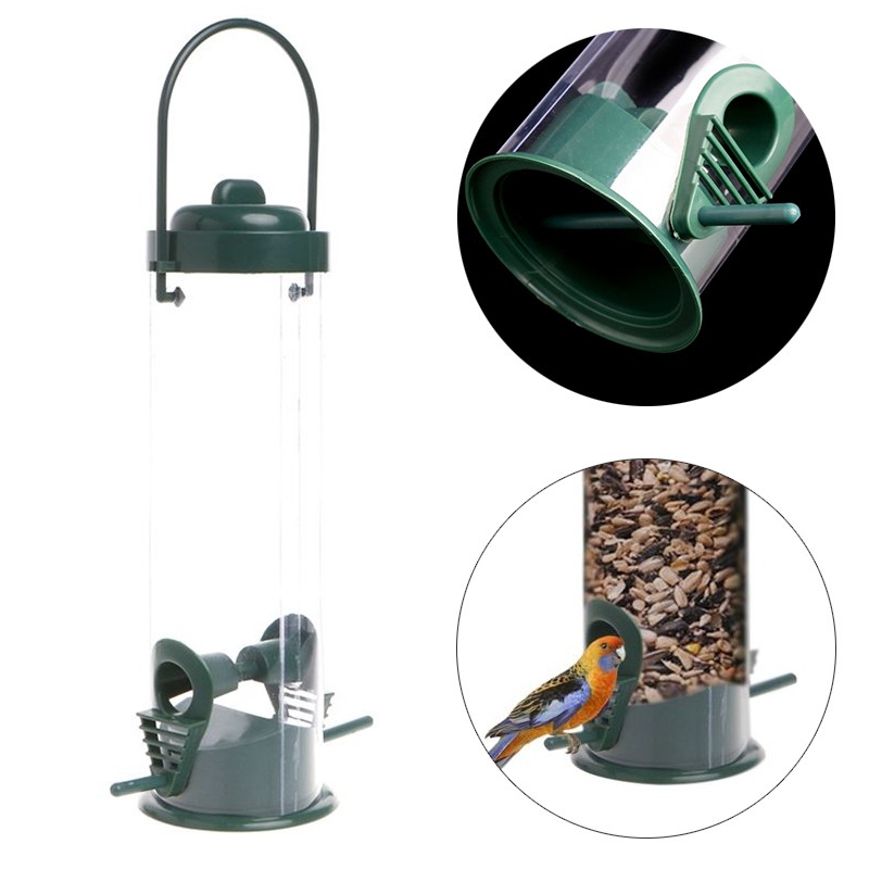 Home Garden Green Hanging Wild Bird Feeder Seed Container Hanger