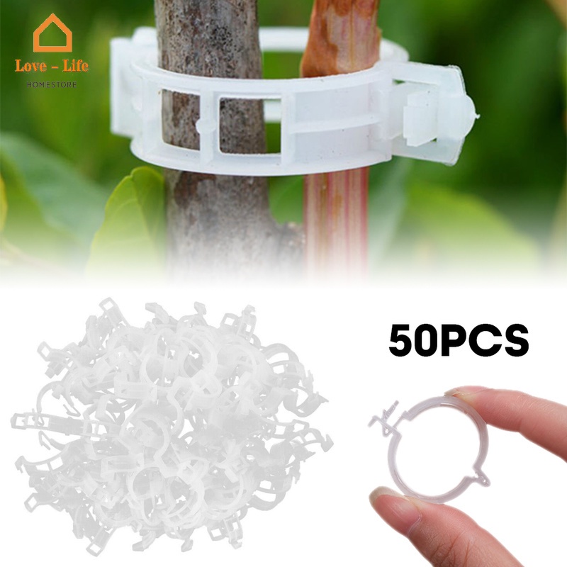 50 ชิ้น / เซต พลาสติก นํากลับมาใช้ใหม่ได้ เถาวัลย์พืช รองรับ คลิป / ทนทาน ผัก มะเขือเทศ รัด / อุปกรณ์ทําสวนในครัวเรือน