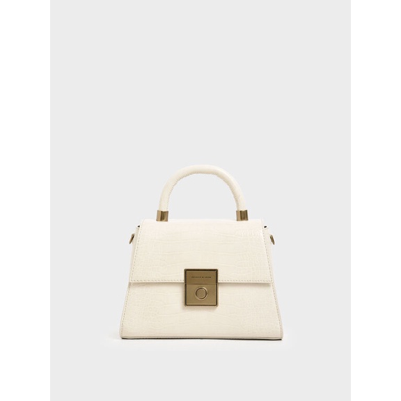 Charles&keith Croc Effect Structured Bag Cream