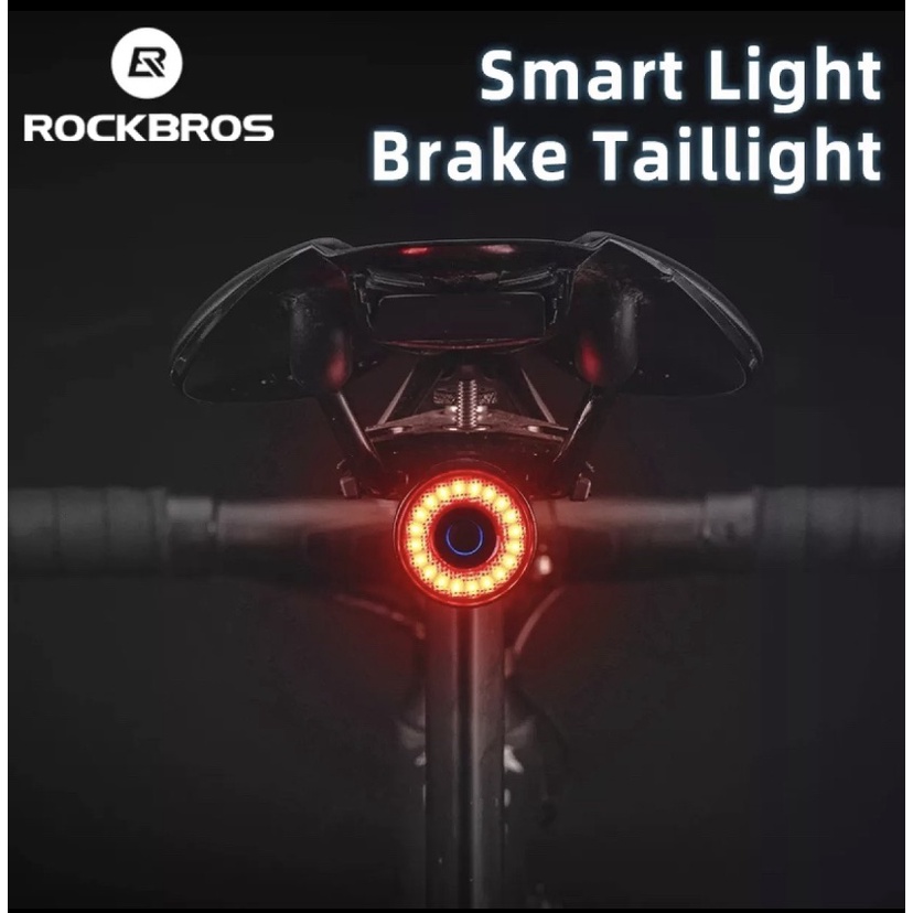 ไฟท้ายจักรยาน LED Rockbros Q3 เซ็นเซอร์เบรค Smartbike