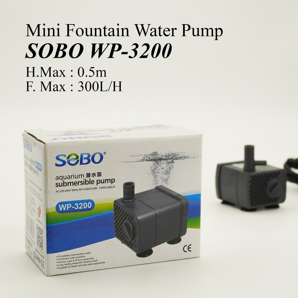 Sobo WP-3200 ปั๊มน้ําน้ําพุขนาดเล็กสําหรับตู้ปลาบ่อขนาดเล็ก