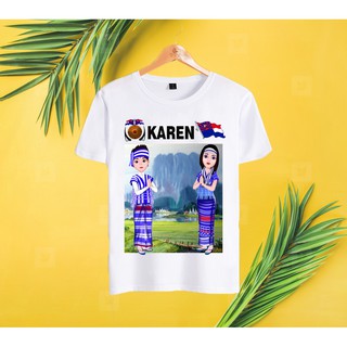 เสื้อยืดคอกลมสีขาว ลาย Karen