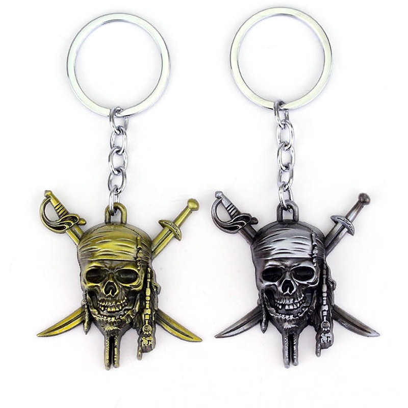 Pirates of the Caribbean 5 พวงกุญแจ Captain Jack Skull อุปกรณ์จี้โลโก้มีดคู่