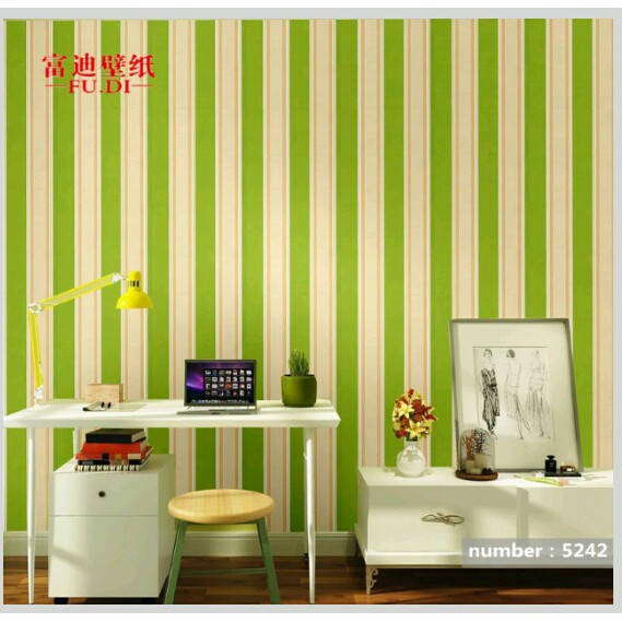 สติ๊กเกอร์วอลเปเปอร์ HIJAU ขนาด. 45 CM X 9 METERS / Green Line / วอลเปเปอร์ชั้น