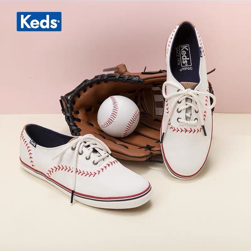⚾️keds  (แถมฟรีถุงเท้า 2 คู่ )CHAMPION PENNANT OFF WHITE WF52476 รุ่น เบสบอล⚾️