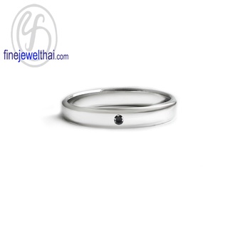 Finejewelthai-แหวนนิล-นิลแท้-แหวนพลอย-แหวนเงินแท้-พลอยประจำเดือนเกิด-Black-Spinel-Silver-Ring-Birthstone-R14132on