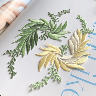 แผ่นแพทช์รีดร้อน ปักลายใบไม้ DIY อุปกรณ์เสริม สําหรับตกแต่งเ…