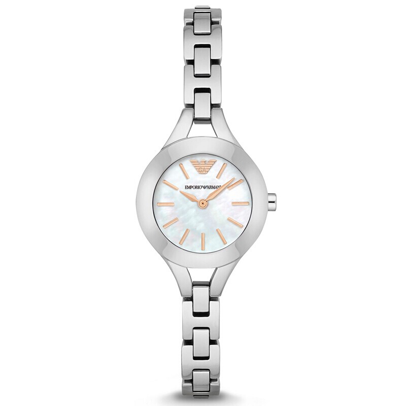 Emporio Armani นาฬิกาผู้หญิงสายเหล็กที่เรียบง่ายสบาย ๆ ผู้หญิงนาฬิกาควอทซ์ดู AR7425