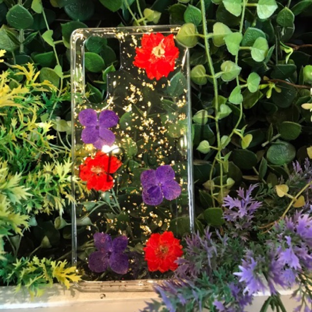 Case Y7Pro/Nova3i/Y9(2019)/F9 Silicone หลังดอกไม้จริง เรซิ่น