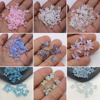 ลูกปัด รูปผีเสื้อ ขนาด 6 มม. ไม่มีรู สําหรับตกแต่งเล็บ DIY 50 ชิ้น ต่อแพ็ก