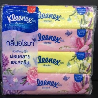 NEW ! KLEENEX Scented (แพ็ก 4 ห่อ) ใหม่ ! คลีเน็กซ์ เซนส์ กระดาษเช็ดหน้า กลิ่นอโรมา หนา 2 ชั้น