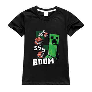 Minecraft เสื้อยืดเด็กผู้หญิง แฟชั่นเด็กผู้ชาย แขนสั้น ลำลอง เทรนด์ เด็ก ใหม่ เสื้อกีฬา (2-15Y)