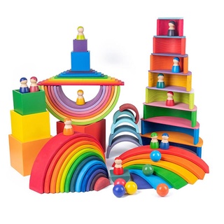 BPNP มอนเตสซอรี่ Montessori - บล็อกไม้สายรุ้ง🌈 Rainbow block [จัดเชต]