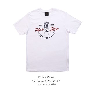 Police Zebra  เสื้อยืดคอกลม Premium Cotton 100% ผู้ชาย/ผู้หญิง สีขาว,ดำ,เทา  ทุกไซส์ (T176)