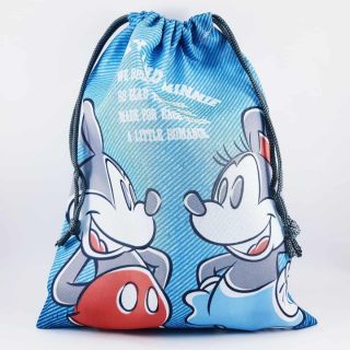 (พร้อมส่ง) Drawstring Bag ถุงหูรูดลาย Disney - Mickey &amp; Minnie Mouse (ใบใหญ่) l แท้ 🇯🇵