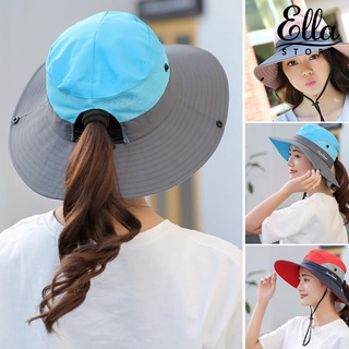 Ellastore123 หมวกบักเก็ต พับได้ ป้องกันแดด สีตัดกัน สําหรับผู้ชาย ผู้หญิง กลางแจ้ง