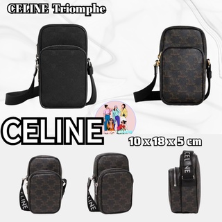 CELINE Celine Arc de Triomphe Triomphe ดอกไม้เก่าพิมพ์ตัวอักษรโลโก้สายคล้องไหล่กระเป๋า messenger ไหล่ messenger