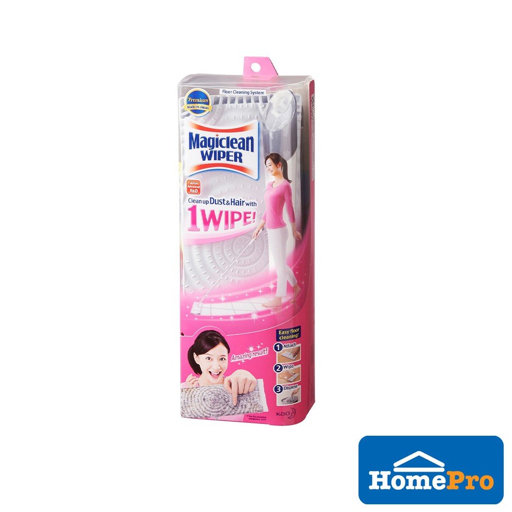 ไม้ถูพื้น Magiclean Stick Lantai 1 ชุด W10.3xD6.8xH28.3CM สีชมพู