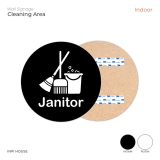 โลโก้ Janitor - ป้ายตกแต่งผนัง - สีดํา สีขาว