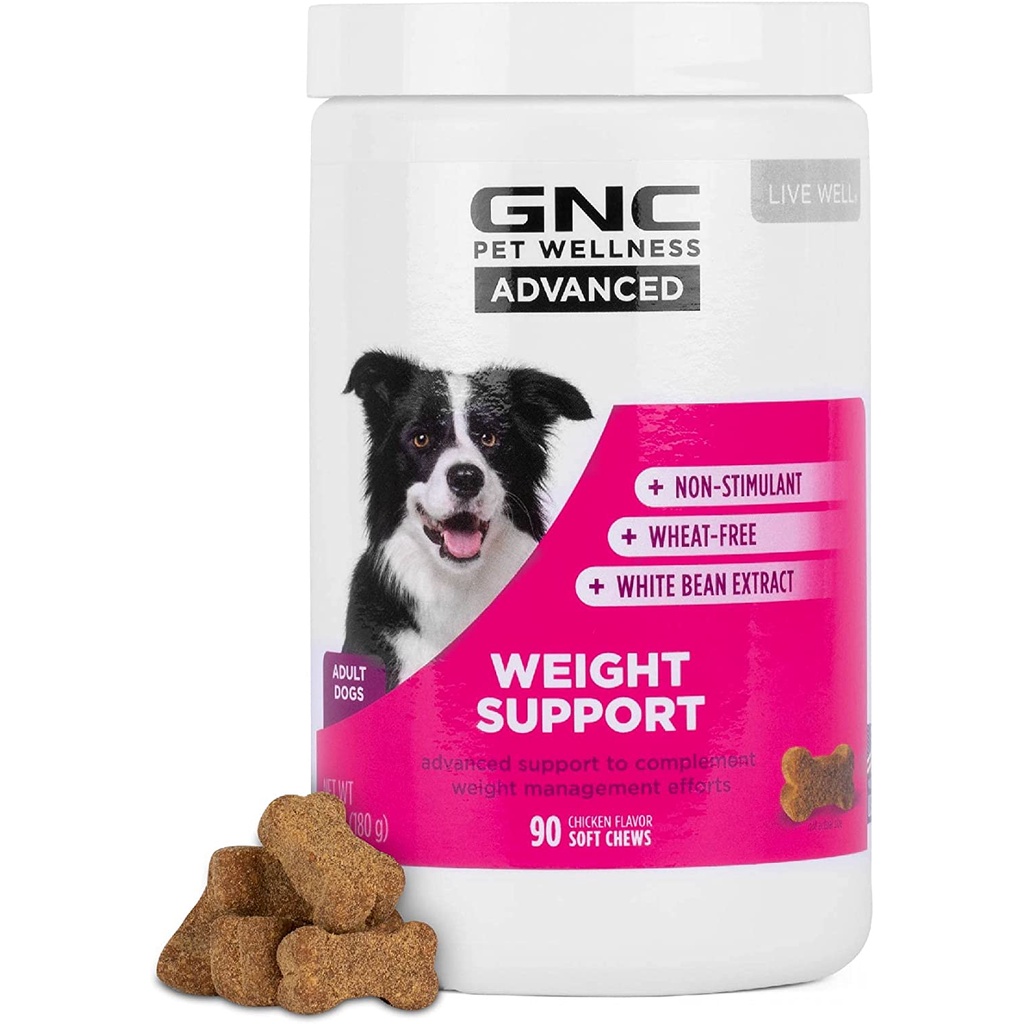 GNC Weight Support Dog ควบคุมน้ำหนักสุนัข ลดไขมัน คอเลสเตอรอล ช่วยเผาผลาญ (90 เม็ดขนม)