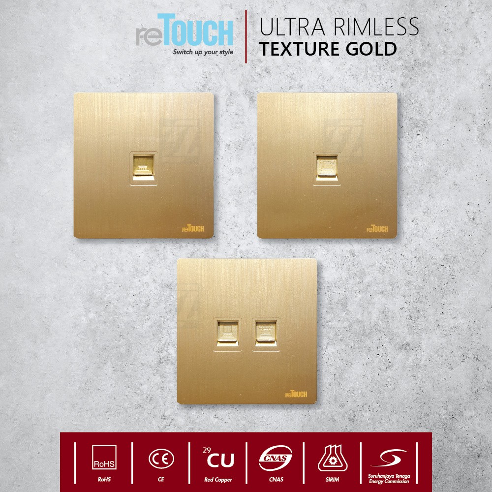 Retouch Ultra Contemporary Rimless Data Cat5e, Cat6, Tel, 2G Data & Tel [GOLD] สิริม ซูรันจายะ โมเดิ