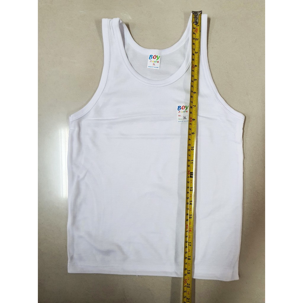 6 ตัว เสื้อกล้าม เด็กนักเรียน 2-14 ปี สีขาว Size L - 9L ผ้ายืดเนื้อนิ่มเรียบ เบาสบาย Boy - รูปที่ 5